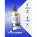 Carlyle Vitamin B12 Sublingual Liquid Drops | 10,000 mcg | 2 fl oz | As Cyanocobalamin and Methylcobalamin | Vegetarian, Non-GMO and Gluten Free
