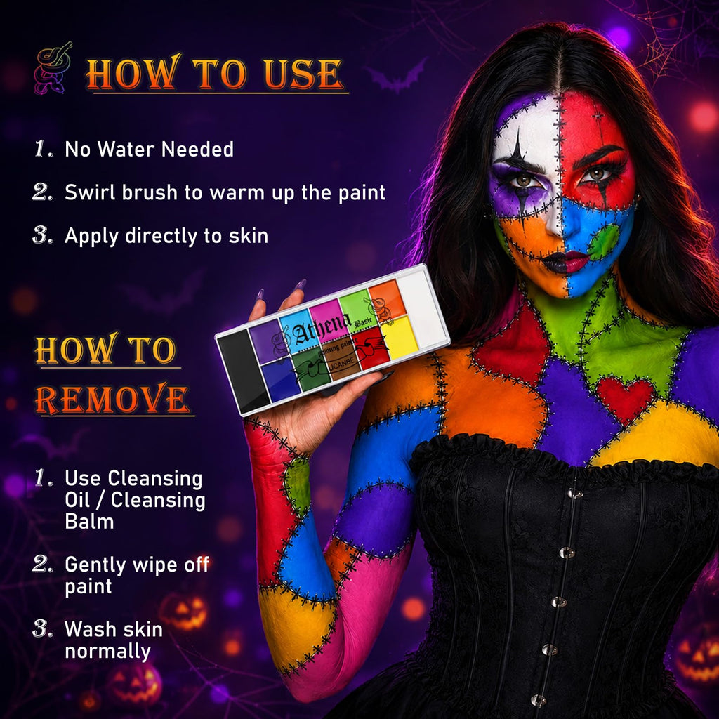 UCANBE Athena Basic Face Body Paint Palette 12 Colors Oil-Based SFX Kit