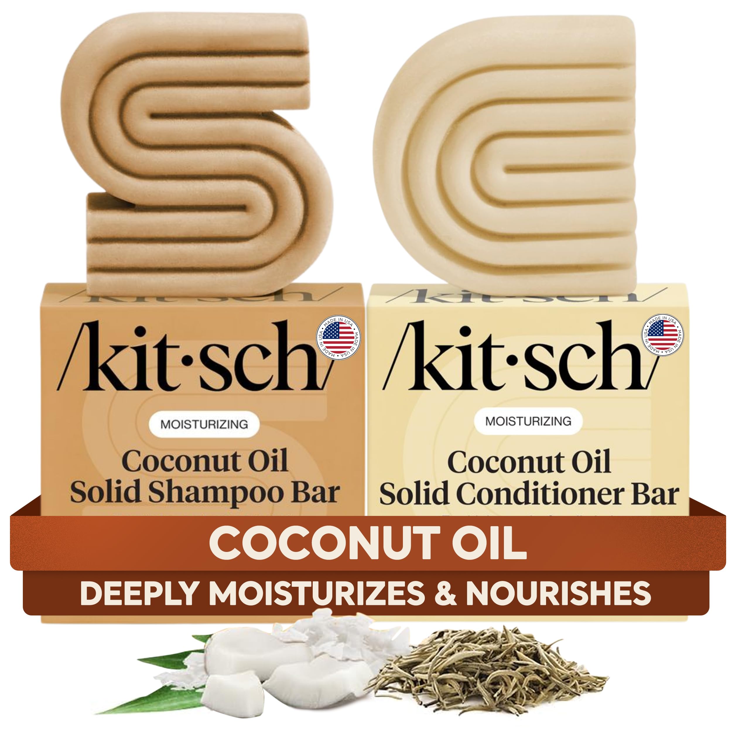 Buy now Kitsch Coconut Oil Shampoo and Conditioner Set Æ’?? Deep Moisturizing Shampoo and Conditioner Bar for Dry Damaged Hair Æ’?? Hydrating Solid Bars for Curly, Coily & Color Treated Hair Æ’?? Made in USA at indiglob india