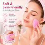 BEAKEY Makeup Sponge Set of 6, Super Soft Beauty Sponges for Foundation | for Liquid, Cream & Powder Application, Pink Blender for Flawless Blending, 0 Latex Vegan & Cruelty-Free, Reusable