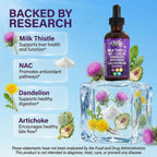 Clean Nutraceuticals Milk Thistle NAC Liver Cleanse Detox & Repair Supplement Liver Support Liquid Drops with Dandelion Extract, Artichoke, Chanca Piedra, Choline, L-Glutathione, Burdock, Schisandra