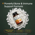 NatureBell Vitamin D3 K2-240 Softgels - 5,000 IU Vitamin D3 & 100mcg Vitamin K2 MK-7 with Coconut Oil - Bone, Heart & Immune Health Support* - 3rd Party Tested - 8-Month Supply