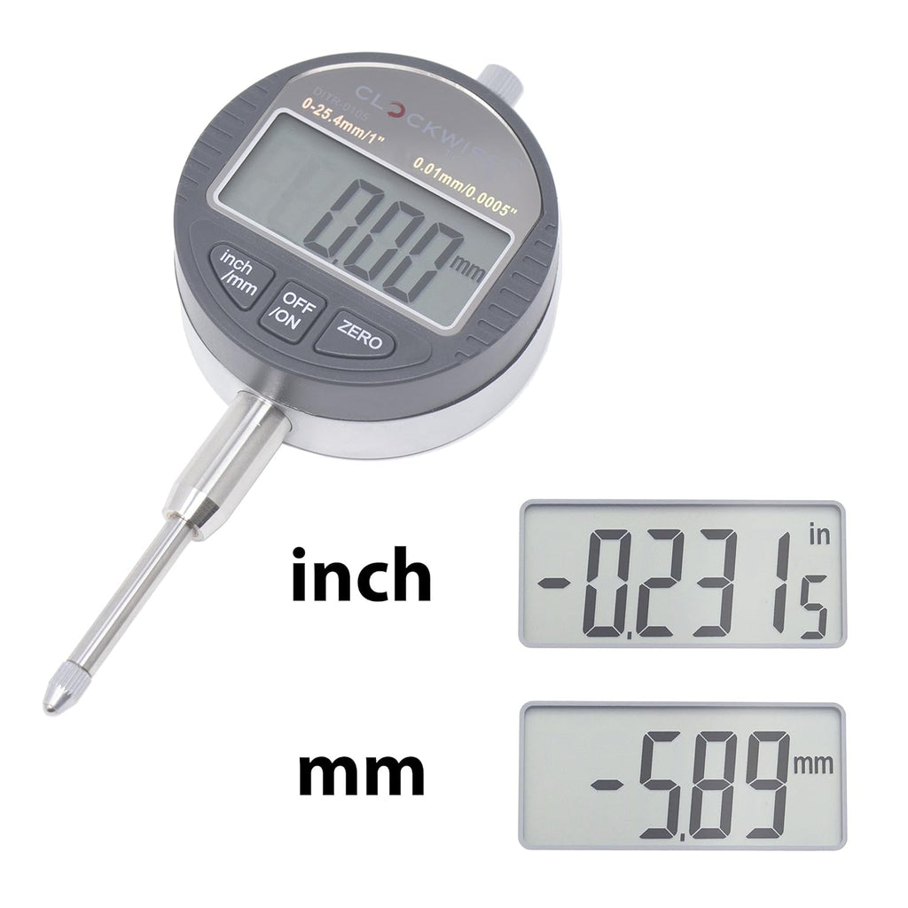 Buy now Clockwise Tools Digital Indicator with Magnetic Base Holder Stand, DIBR-0105 0-1 Inch/25.4mm, Inch/Metric Conversion, Auto Off at indiglob india