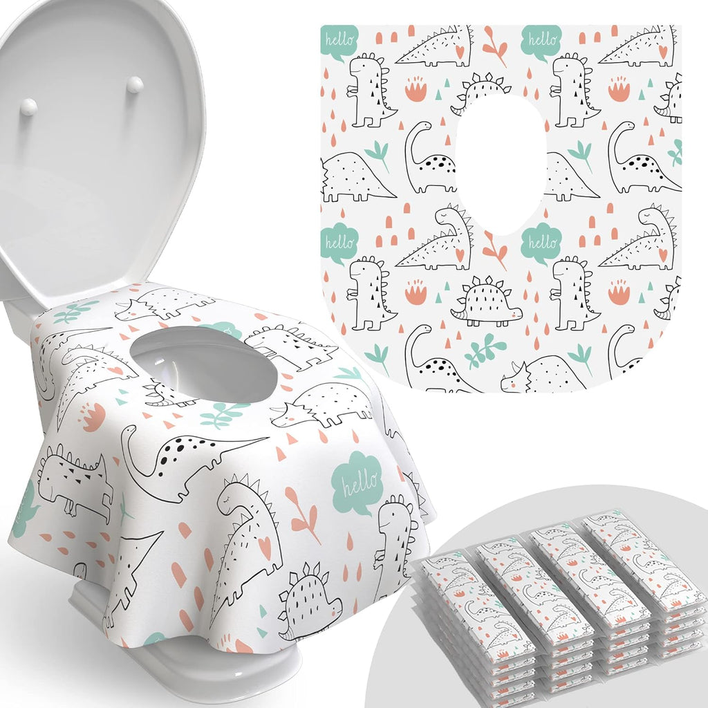 Buy now Toilet Seat Covers Disposable - 20 Pack - Waterproof, Ideal for Kids and Adults – Extra Large, Individually Wrapped for Travel, Toddlers Potty Training in Public Restrooms (Dinosaurs, 20) 20 Count (Pack of 1) Dinosaurs at indiglob india