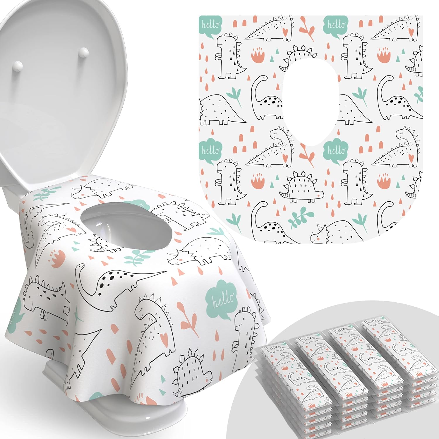 Buy now Toilet Seat Covers Disposable - 20 Pack - Waterproof, Ideal for Kids and Adults – Extra Large, Individually Wrapped for Travel, Toddlers Potty Training in Public Restrooms (Dinosaurs, 20) 20 Count (Pack of 1) Dinosaurs at indiglob india