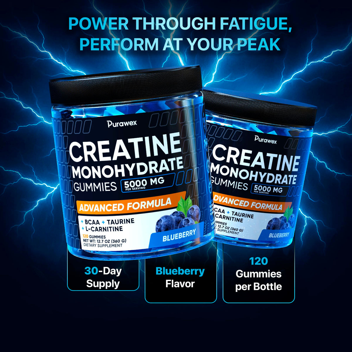 Creatine Monohydrate Gummies Complex 8500MG - Energy Chews, Men & Women