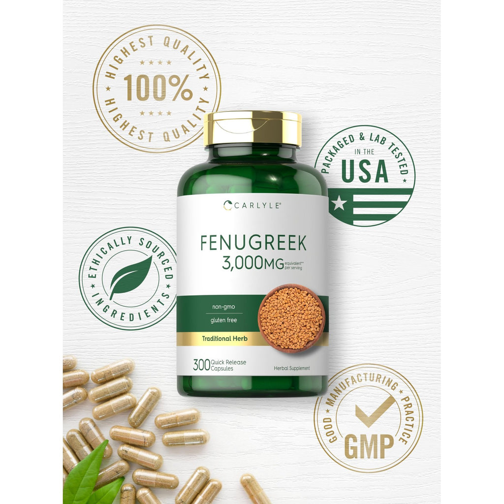 Carlyle Fenugreek Capsules | 300 Count | Non-GMO & Gluten Free Extract