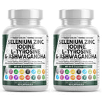 Clean Nutra Selenium 300mcg Iodine 500mcg Thyroid Support for Women & Men | L Tyrosine 500mg Ashwagandha Supplement Bladderwrack, Turmeric, Kelp, Schisandra Zinc Pills Capsule Supplements