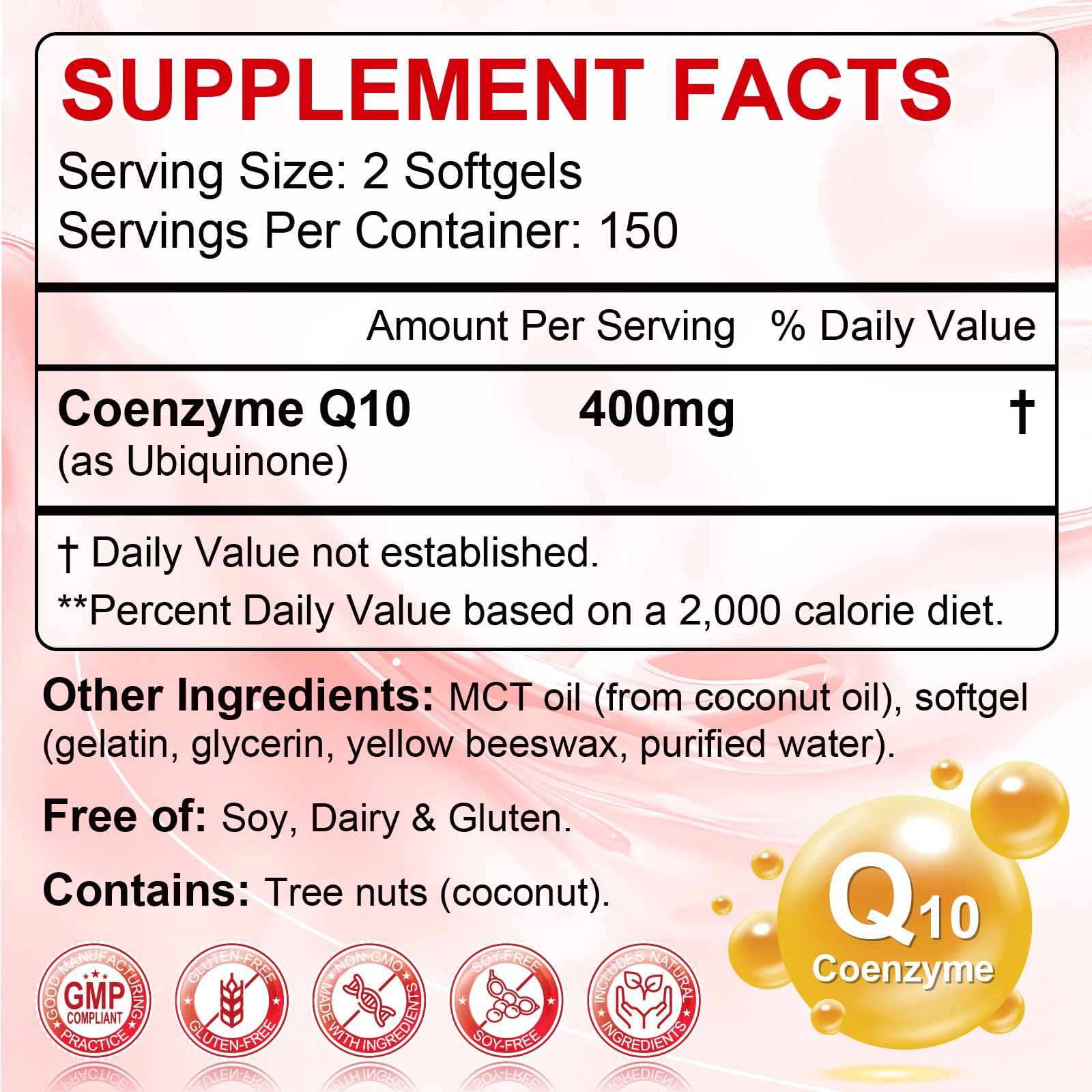 CoQ10 400mg Per Serving, 300 Softgels Extra Strength with MCT Oil | Coenzyme Q10 as Ubiquinone, Antioxidant Support for Heart & Energy Health, Non-GMO,Gluten & Soy-Free,150-Day Supply