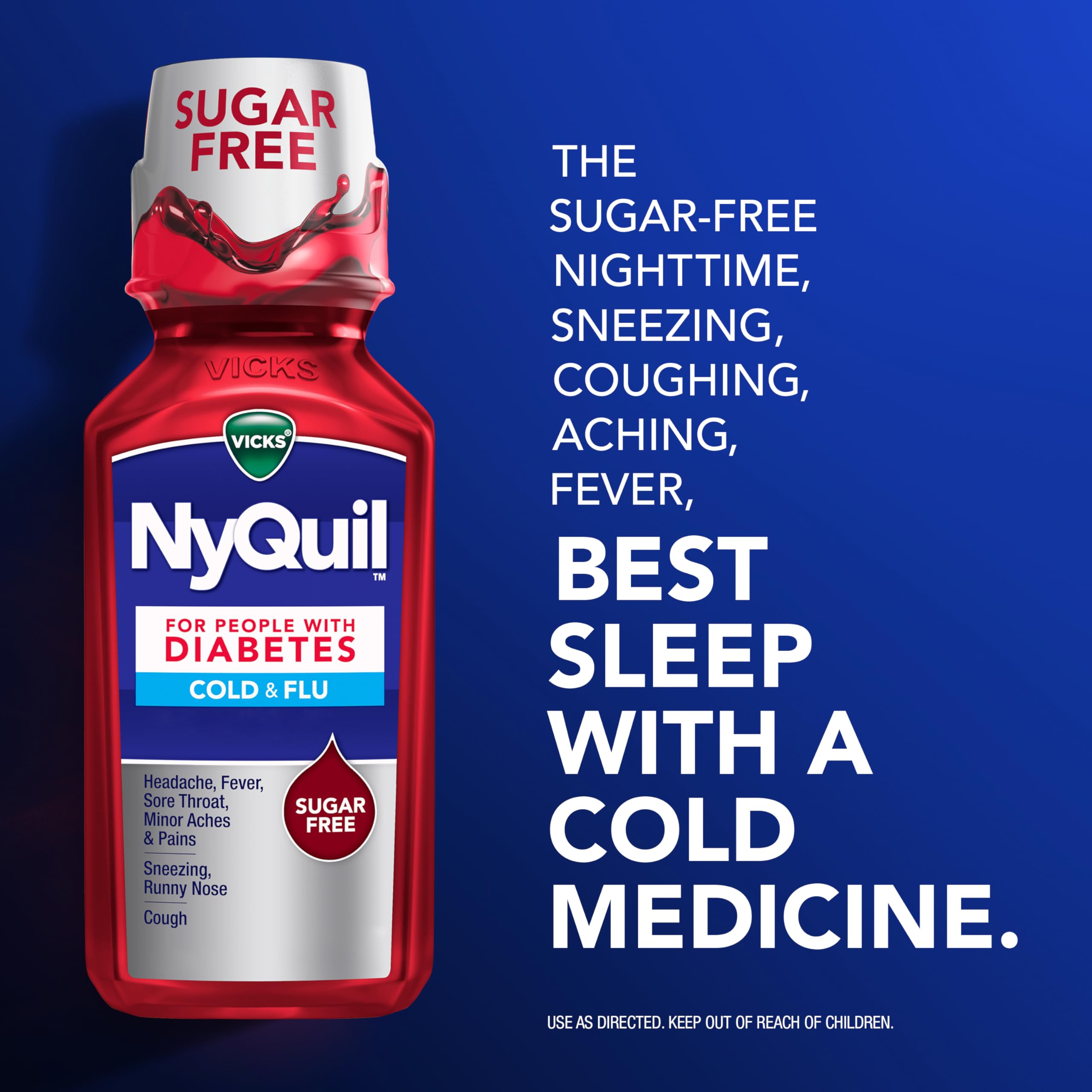 Buy now VICKS DayQuil & NyQuil Diabetes Cold & Flu Relief Medicine Co-Pack, Powerful Multi-Symptom Daytime & Nighttime Relief for Cold, Cough, and Flu Symptoms, Sugar & Alcohol Free, 2 x 12 FL OZ Bottles at indiglob india