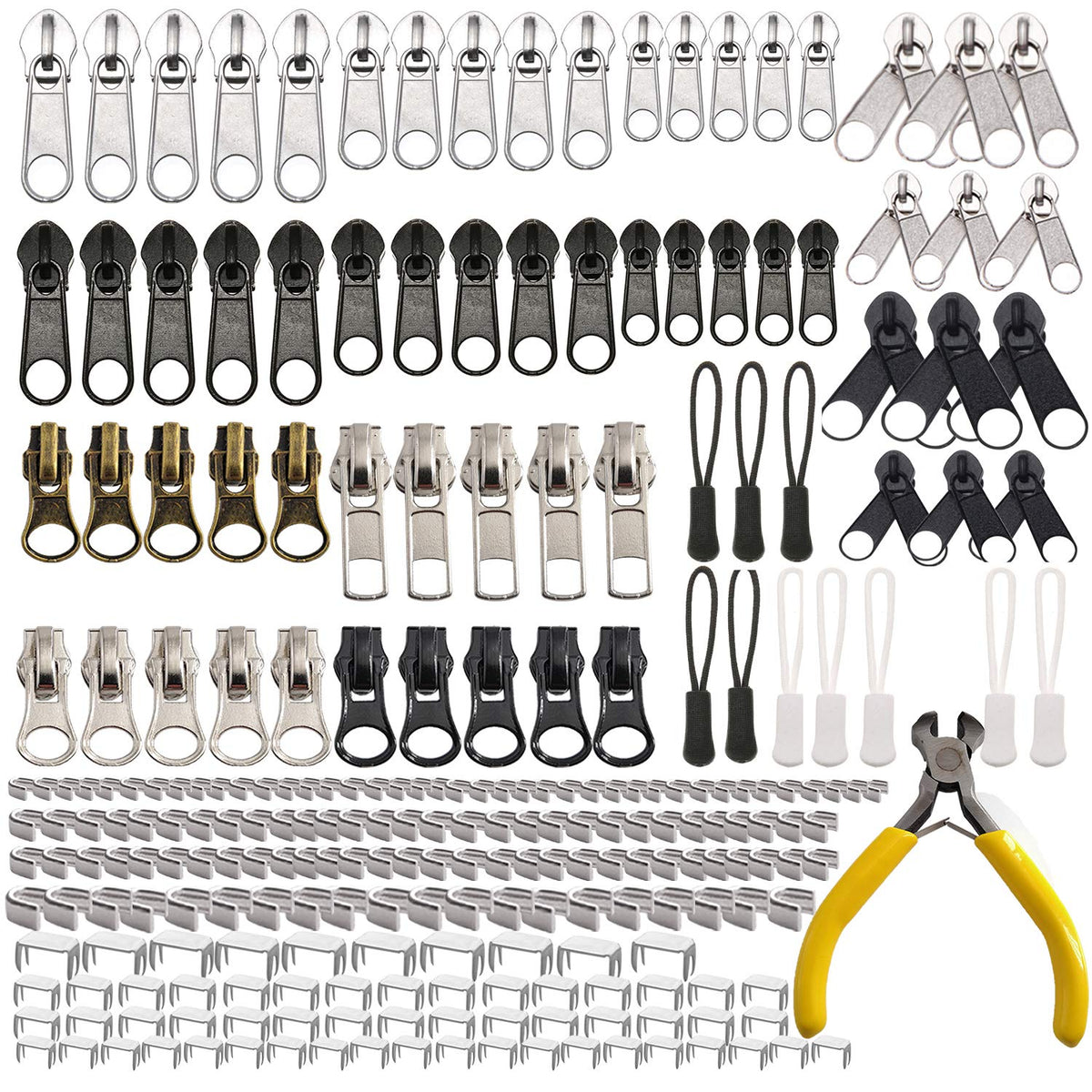 Meikeer 252Pcs Zipper Repair Kit Replacement Pulls Bags Jackets Luggage