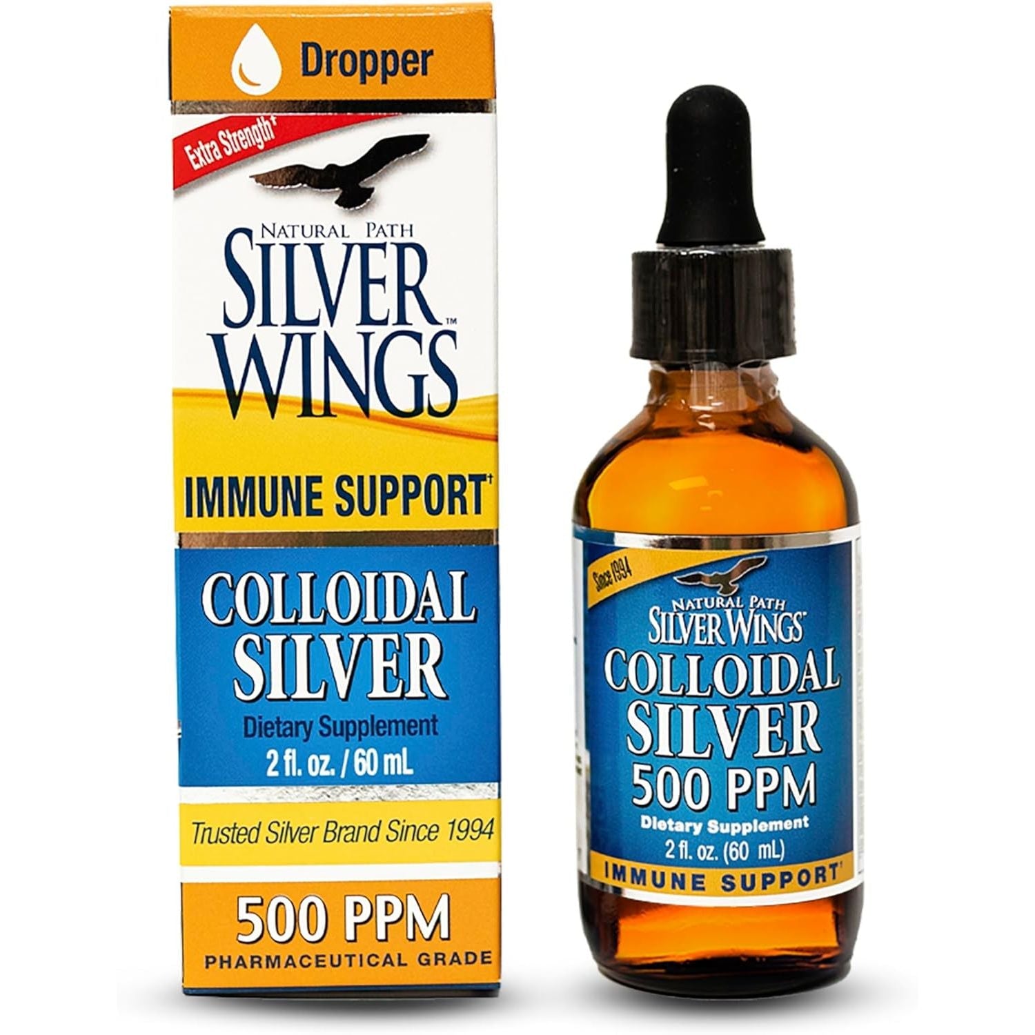 Buy now Natural Path Silver Wings Colloidal Silver 500PPM, Amber Brown Liquid Immune Support, 1 Fl Oz (Pack of 1) 2 Fl Oz (Pack of 1) at indiglob india
