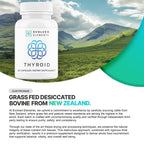 Thyroid – Raw Grass-Fed Desiccated – New Zealand Sourced - Energy & Metabolism Support – Non-GMO, 60 Capsules