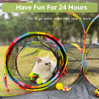 Outdoor Cat Enclosures, Cat Playground Portable Catio Mesh Tent, Outside Circle Playpen Tunnel for Kitty, Rabbit, Puppy and Small Animals