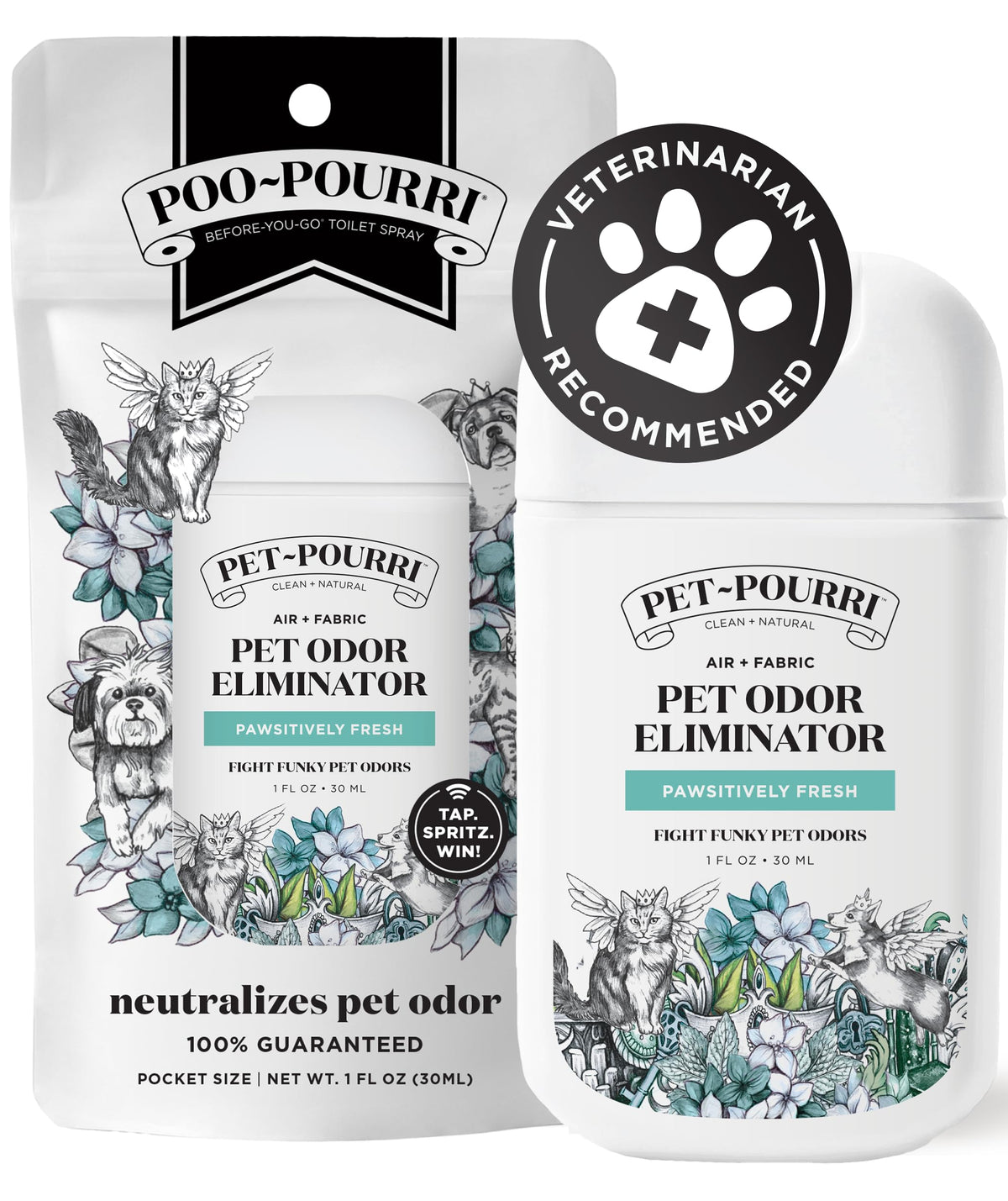 Pet-Pourri Pocket Deodorizer Spray, Pawsitively Fresh, 1 Fl Oz