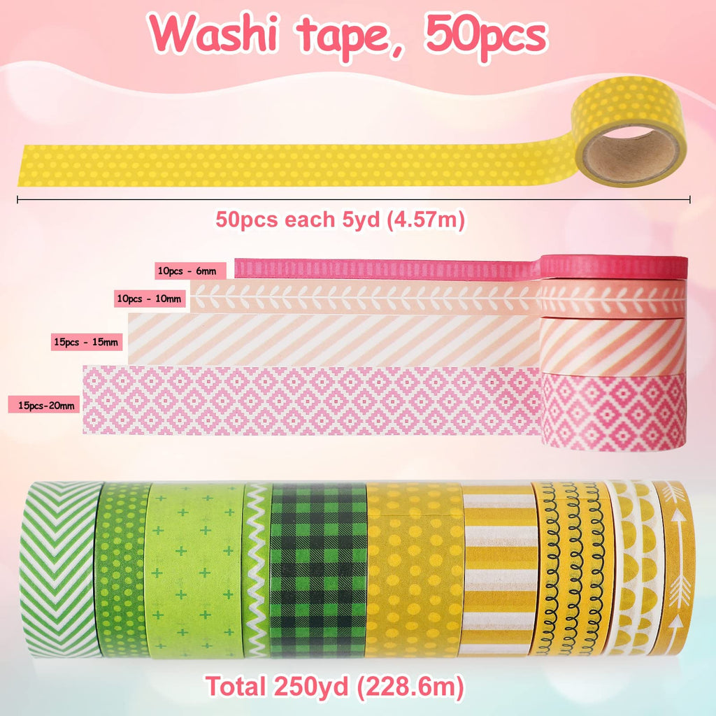 KEVIN&SASA CRAFTS 50 Rolls Washi Tape Set