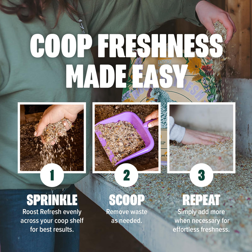 Eaton Pet and Pasture Roost Refresh, Aromatic Herb and Hemp Blend, Odor Eliminator, Coop Freshness Made Easy, 5LB
