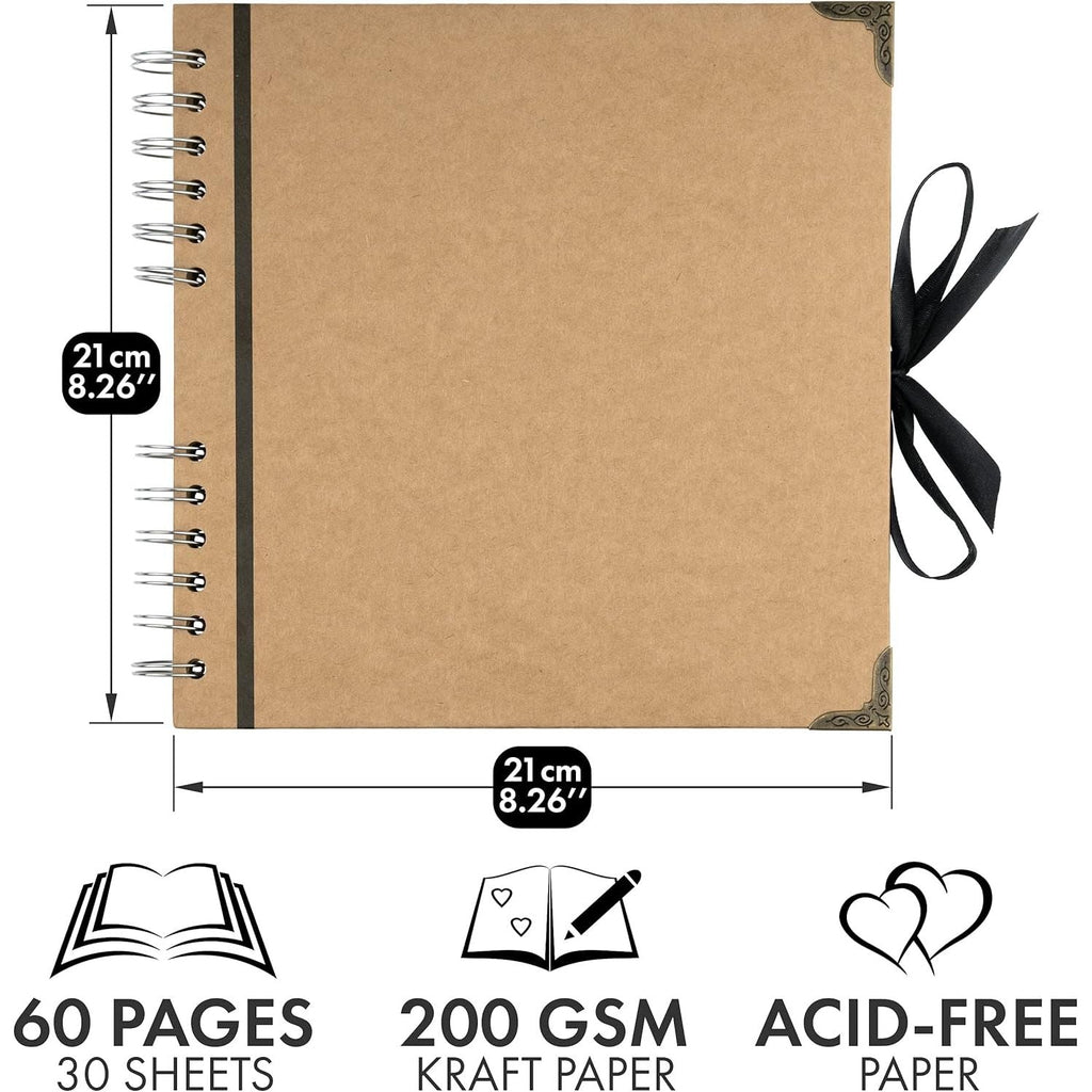 Buy now Bstorify Scrapbook Album 60 Pages (8 x 8 Inch) Brown Thick 200gsm Kraft Paper, Photo Album Scrapbook, Memory Book - Ideal for Your Scrapbooking Albums Art & Craft Projects at indiglob india