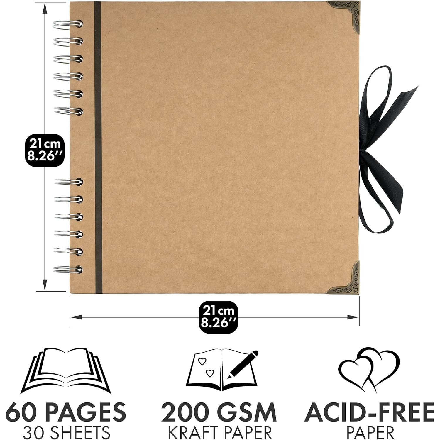 Buy now Bstorify Scrapbook Album 60 Pages (8 x 8 Inch) Brown Thick 200gsm Kraft Paper, Photo Album Scrapbook, Memory Book - Ideal for Your Scrapbooking Albums Art & Craft Projects at indiglob india