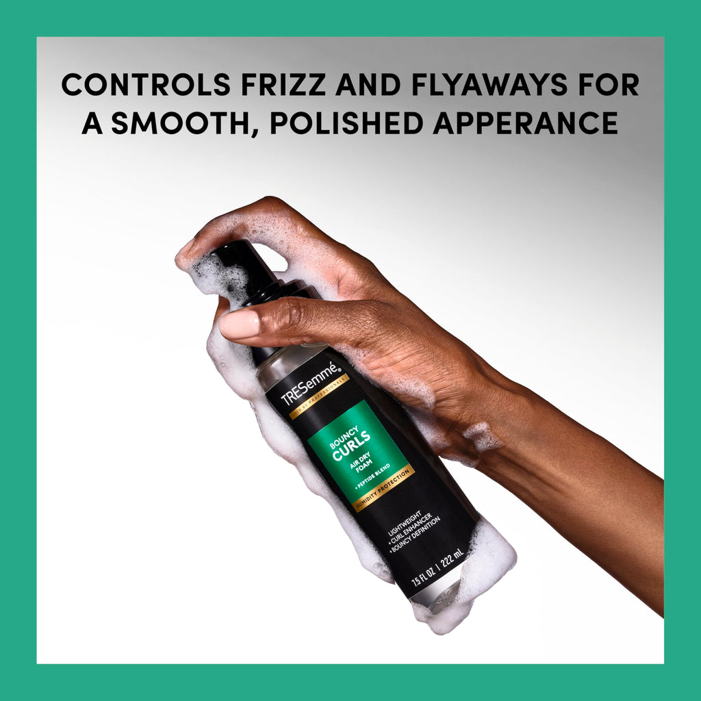 TRESemmé Air Dry Foam 1 ct Bouncy Curls Foam for Humidity Protection, with Peptide Blend, 7.5 fl oz