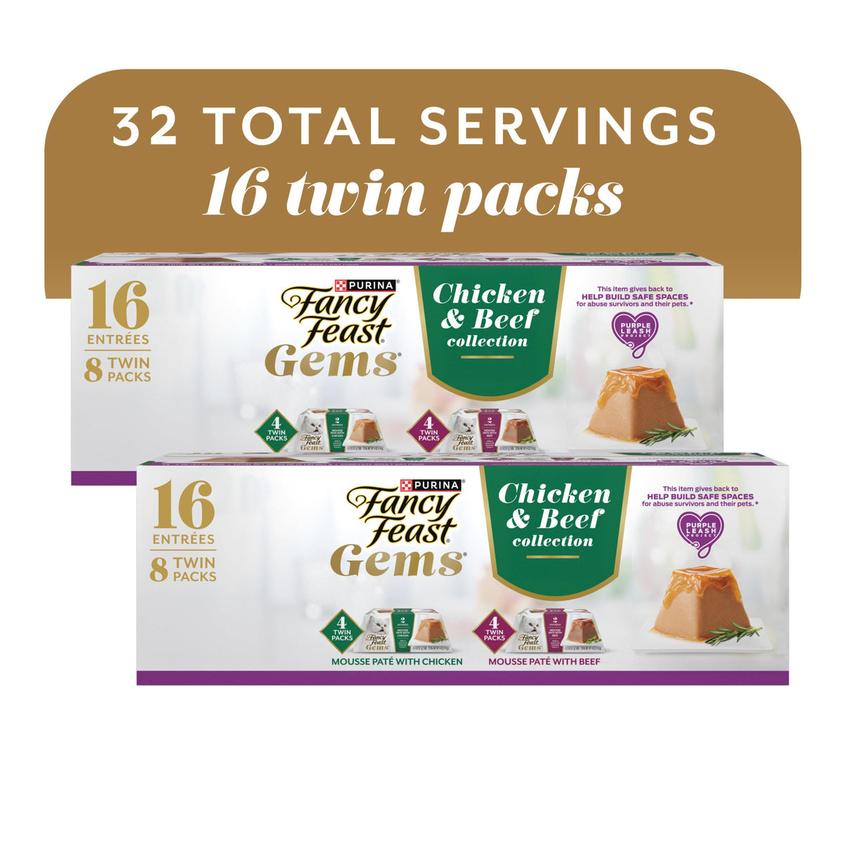 Purina Fancy Feast Gems Wet Cat Food, Chicken or Beef, 8 ct. Variety Box