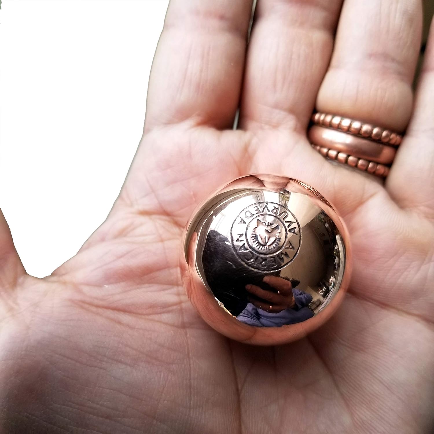 Buy now Pure Copper Ball, Bring Integrity and Clear Thinking with Natural Energy Meditation Dia Orb Sphare, Get Mental Agility Grounding Movement Therapy with Copper Orb - 2 pcs & 2 inches at indiglob india
