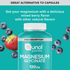 Qunol Magnesium Glycinate Gummies 120mg, Vegetarian, Gluten-Free, 90ct | Support Nerve, Bone & Muscle Health, Cognitive Performance, Healthy Stress Response, Restful Sleep; Vegetarian, Non-GMO