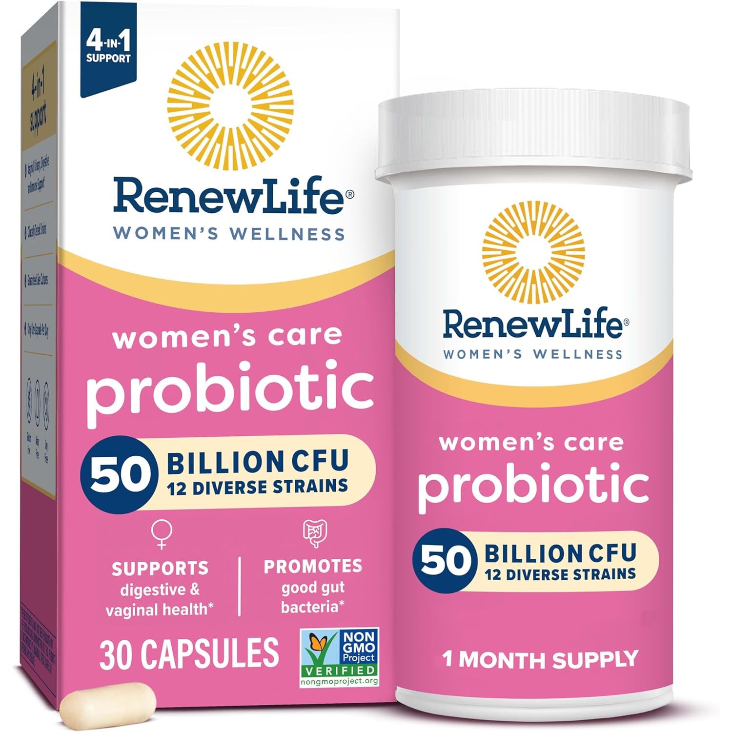 Buy now Renew Life Women's Probiotic Capsules, 50 Billion CFU Guaranteed, Supports pH Balance, Vaginal, Urinary, Digestive and Immune Health(2), L. Rhamnosus GG, Dairy, Soy and Gluten-Free, 30 Count 30 Count (Pack of 1) 50 Billion CFU Nutritional Supplement at indiglob india