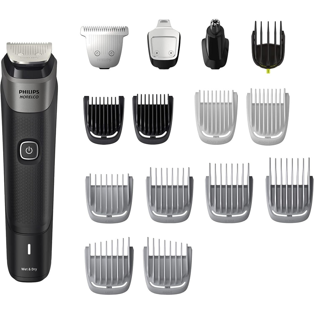 Buy now Philips Norelco Multigroom 5000 Series, All-in-One Trimmer and Hair Clipper, 18-Piece Men's Grooming Kit for Beard, Face, Hair, Body and Intimate Areas, No Blade Oil Needed, Model MG5910/49 Black MG5910 49 - 18 Pieces + No Blade Oil at indiglob india