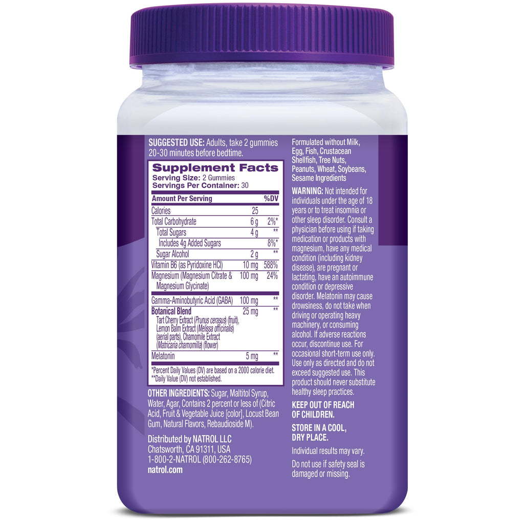 Natrol Sleep & Restore Magnesium Glycinate, GABA, 5mg Melatonin, 60 Gummies | Nighttime Sleep-Aid, Support Relaxation, Calm Magnesium Glycinate, with GABA, Botanical Blend, 100% Drug-Free, Cherry Flavor