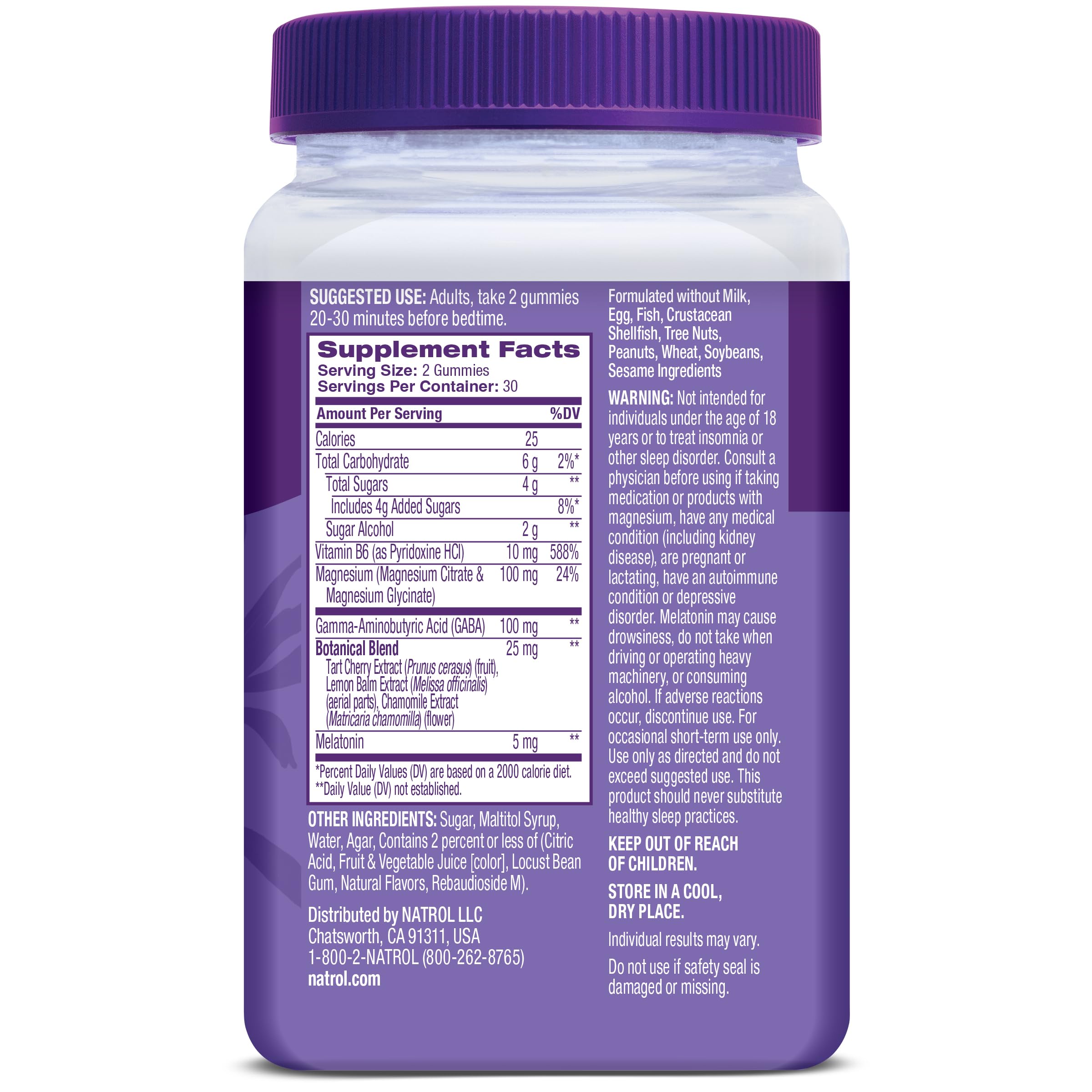 Natrol Sleep & Restore Magnesium Glycinate, GABA, 5mg Melatonin, 60 Gummies | Nighttime Sleep-Aid, Support Relaxation, Calm Magnesium Glycinate, with GABA, Botanical Blend, 100% Drug-Free, Cherry Flavor