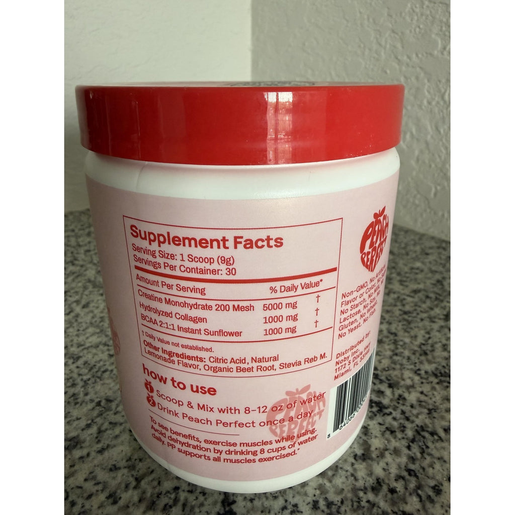 Peach Perfect Creatine for Women – Micronized Creatine Monohydrate Powder with BCAA & Collagen for Glute Strength Support, Boosts Energy, Focus, Strength, and Endurance – Pink Lemonade, 30 Servings