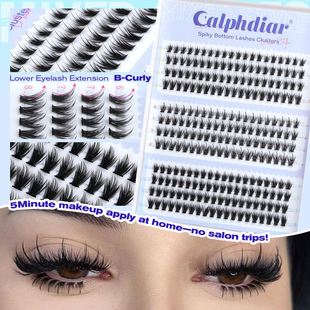 Calphdiar spiky bottom lash clusters for a dramatic fairy eye look. 100% genuine, easy 5-minute application at home.