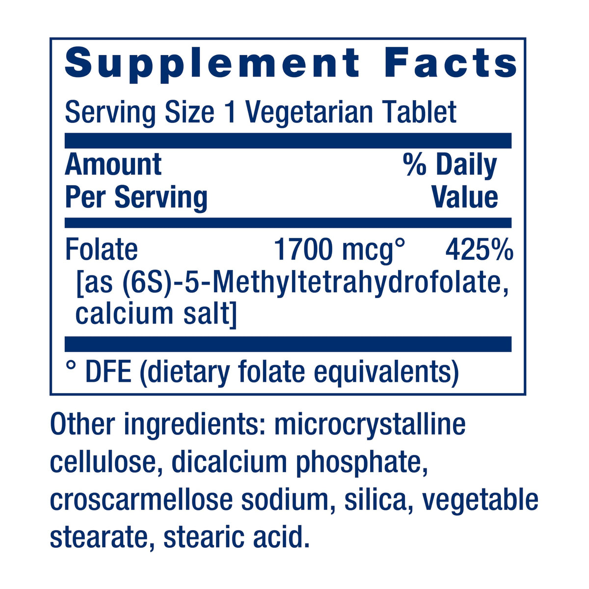 Life Extension Optimized Folate, 1700 mcg DFE, 100 Vegetarian Tablets