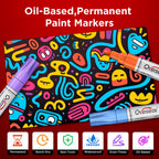 Overseas Neon Fluorescent Paint Markers, 8 Colors Oil Based Paint Pens