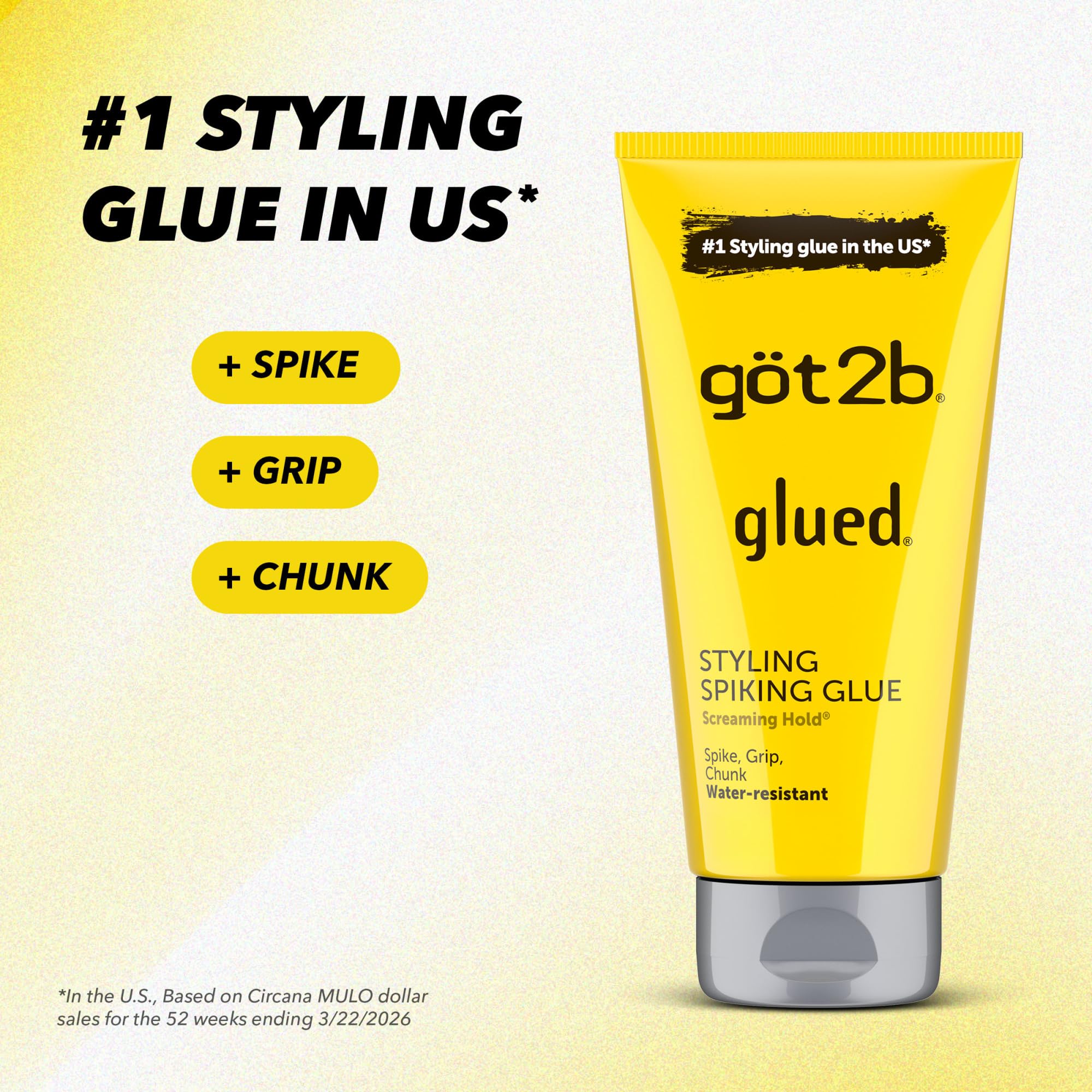 Got2B Glued Styling Spiking Hair Gel 2 - 6 oz tubes + 1 Travel 1.25 oz tube