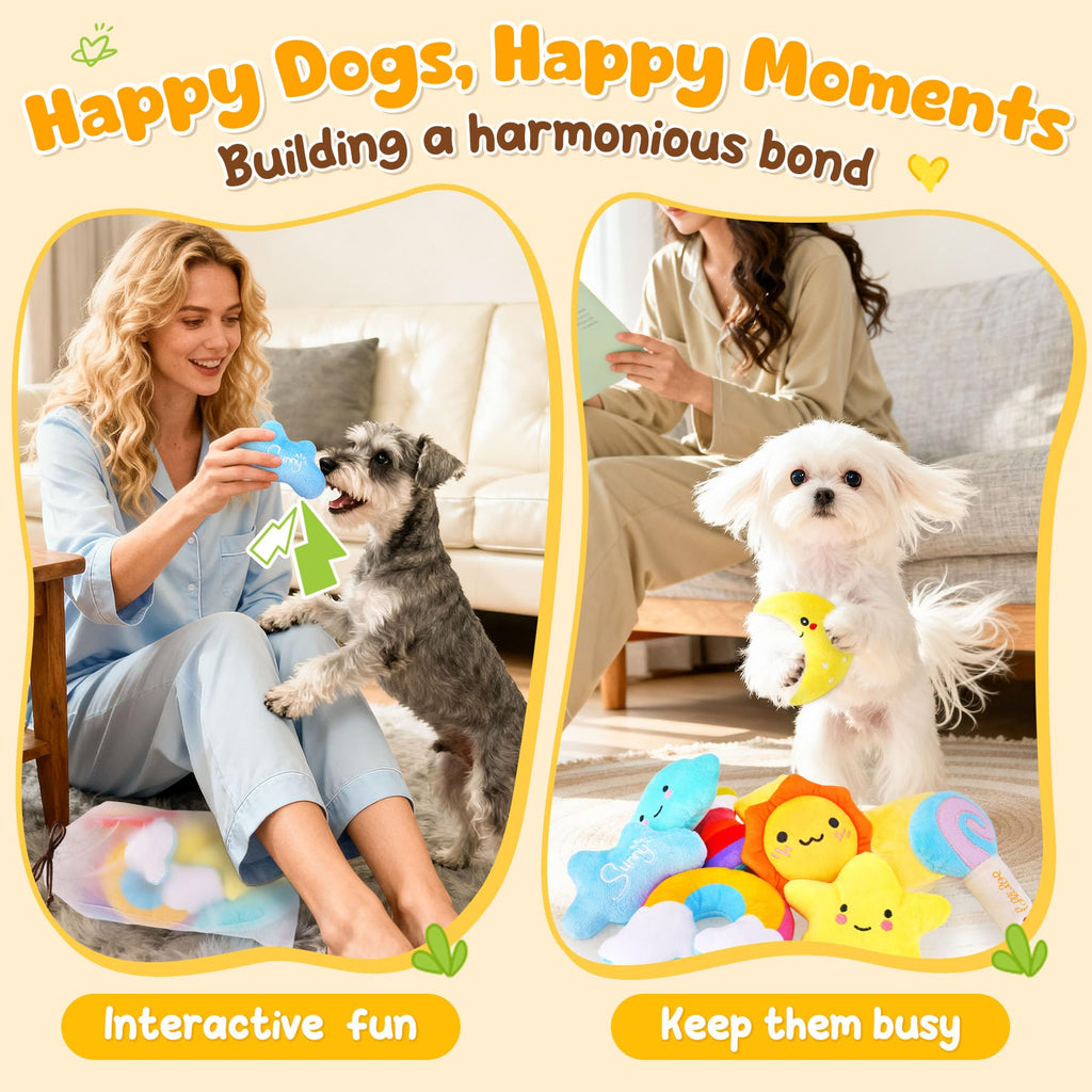 KIPRITII 9-Pack Squeaky Dog Toys for Small Dogs & Puppies with Storage Bag