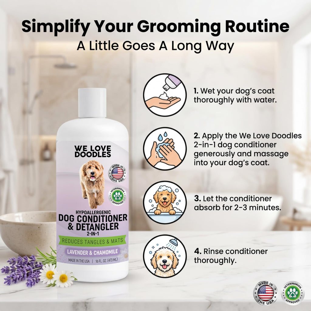 2-in-1 Dog Conditioner & Detangler, for Doodles & Poodles, Lavender, 16OZ