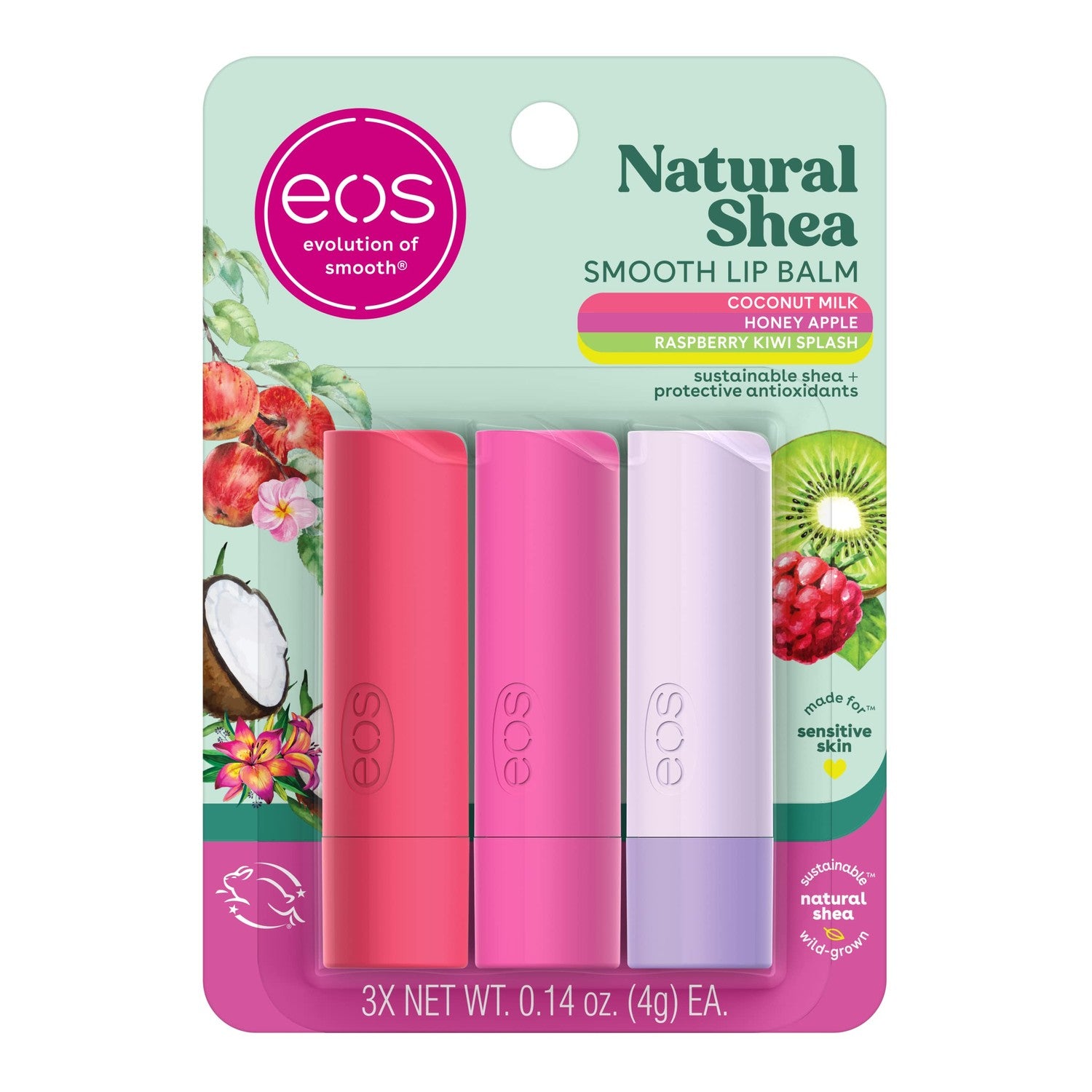 Buy now eos 100% Natural Lip Balm- Coconut Milk and Pineapple Passionfruit, All-Day Moisture Lip Care, 0.14 oz, 2 Pack at indiglob india