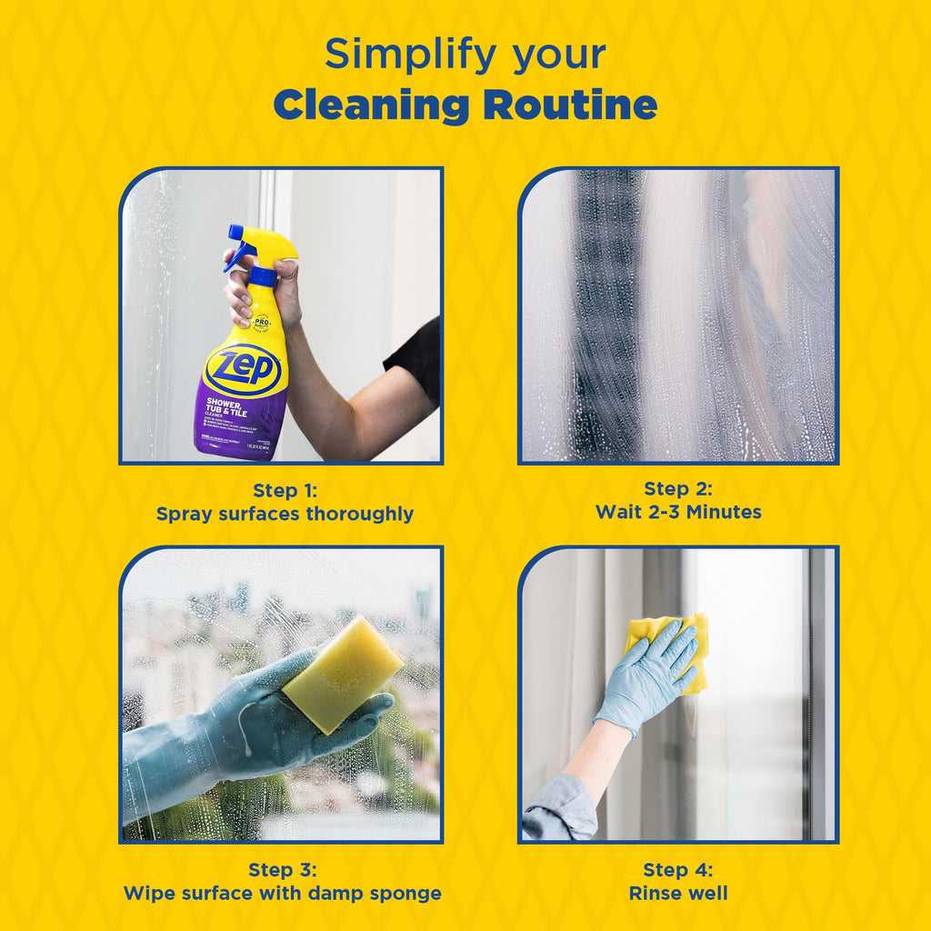 Zep Shower Tub and Tile Cleaner 32 oz ZUSTT32 (Case of 4) -Eliminates Hard Water Stains and limescale