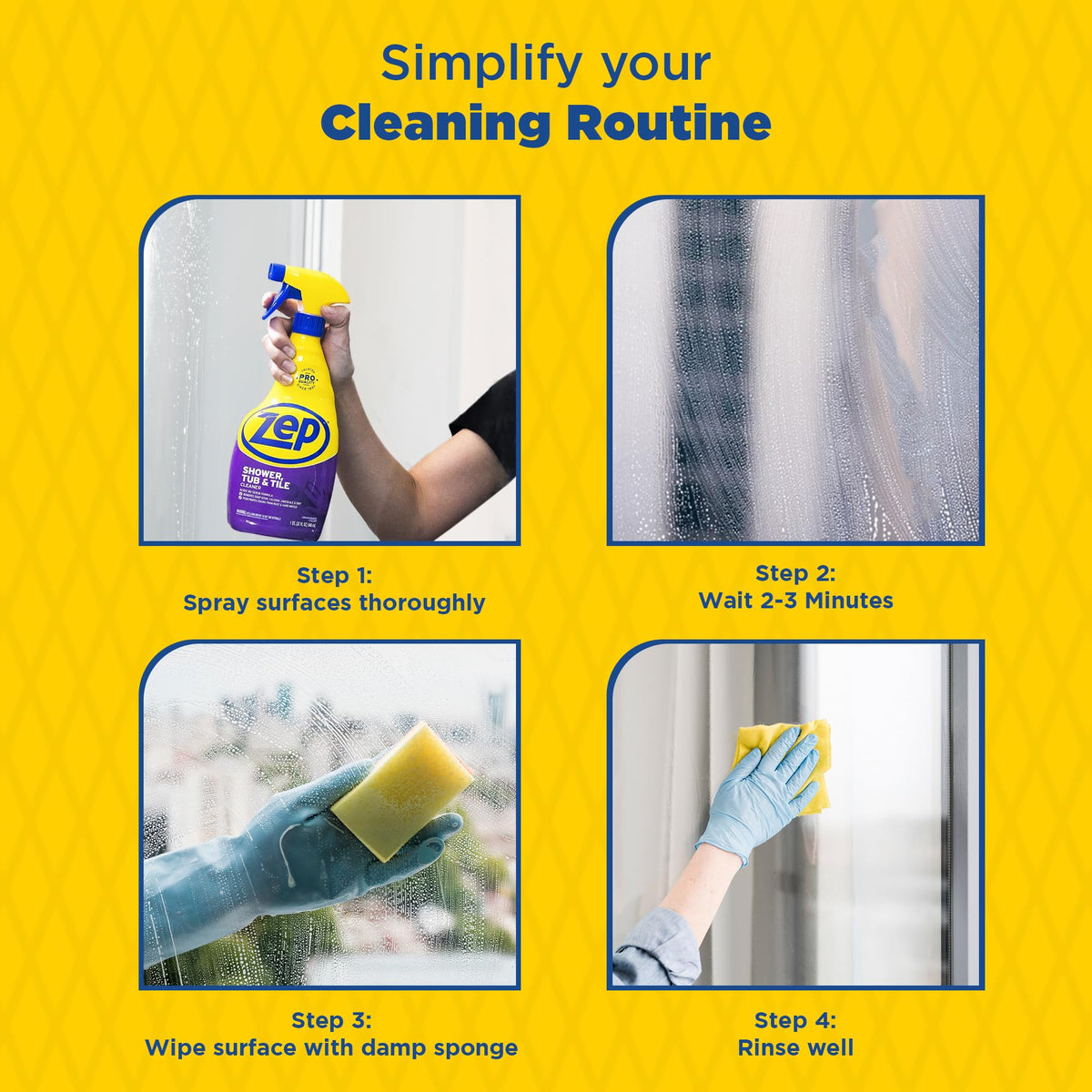 Zep Shower Tub and Tile Cleaner 32 oz ZUSTT32 (Case of 4) -Eliminates Hard Water Stains and limescale