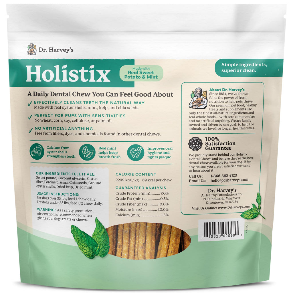 Dr. Harvey's Holistix Dental Chews for Dogs for Fresh Breath (24 Sticks)