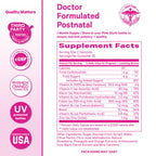 Pink Stork Total Postnatal Vitamin Gummies, 60 Count | Multivitamin for Postpartum Recovery, Lactation Support, Folic Acid, B6, Zinc, + Vitamin C, Postpartum Essentials