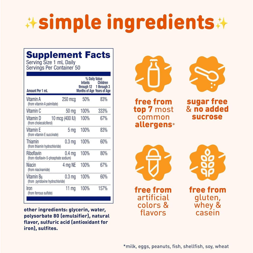 Buy now Enfamil Poly-Vi-Sol with Iron Liquid Multivitamin Drops, Supports Growth & Development*, 50mL Bottle at indiglob india