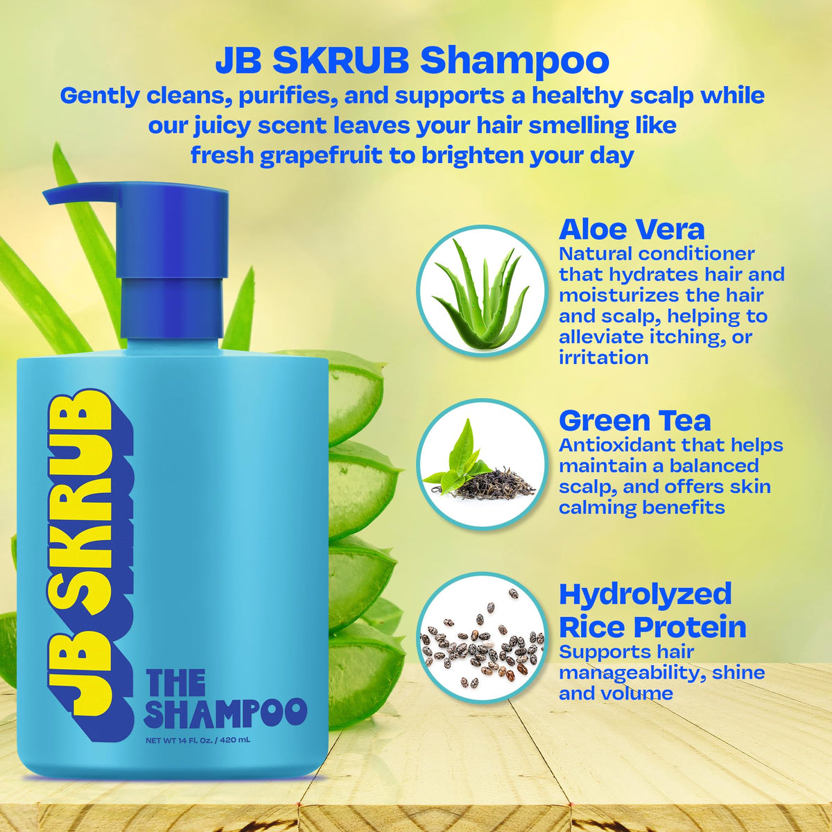 JB SKRUB Boys Shampoo Teen Kids Moisturizing Hair Care Citrus Scent - 14 oz