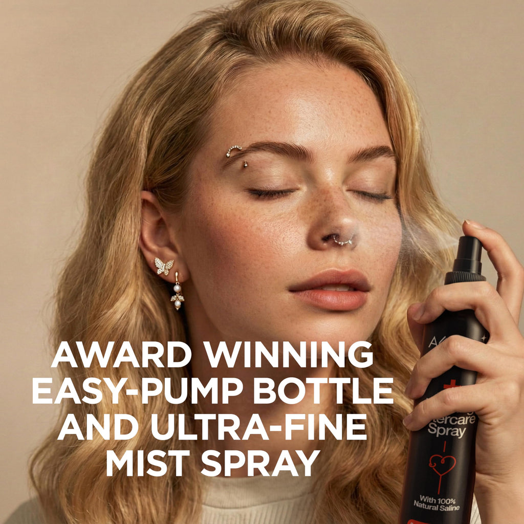 Piercing Aftercare Spray | Ear Piercing Cleaner | Sterile Saline Spray 8oz | Saline Solution for Piercings; Aftercare of Pierced Ear, Septum, Belly, Nose, Body; Pierce Cleaner Salt Mist Bump Solution