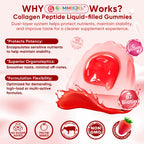 2Pack Sugar-Free Hydrolyzed Collagen Peptide Filled Gummies for Women & Men, with 1500mg Protein Type I,II,III,V,X, 5000mcg Biotin Vitamin C A E D3 B6 B12 for Immune Digestion Skin Hair Nails, Bone
