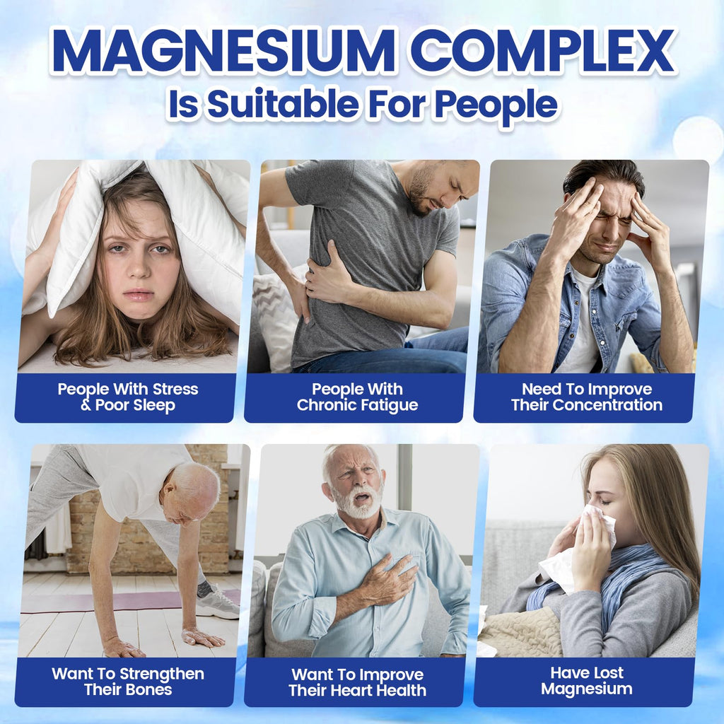 1000mg Magnesium Complex Capsules, 8-in-1 Magnesium Glycinate, Citrate, Malate, Taurate, Oxide, Carbonate, Aspartate, Orotate - 240 Capsules (1 Bottle (240 Capsules))