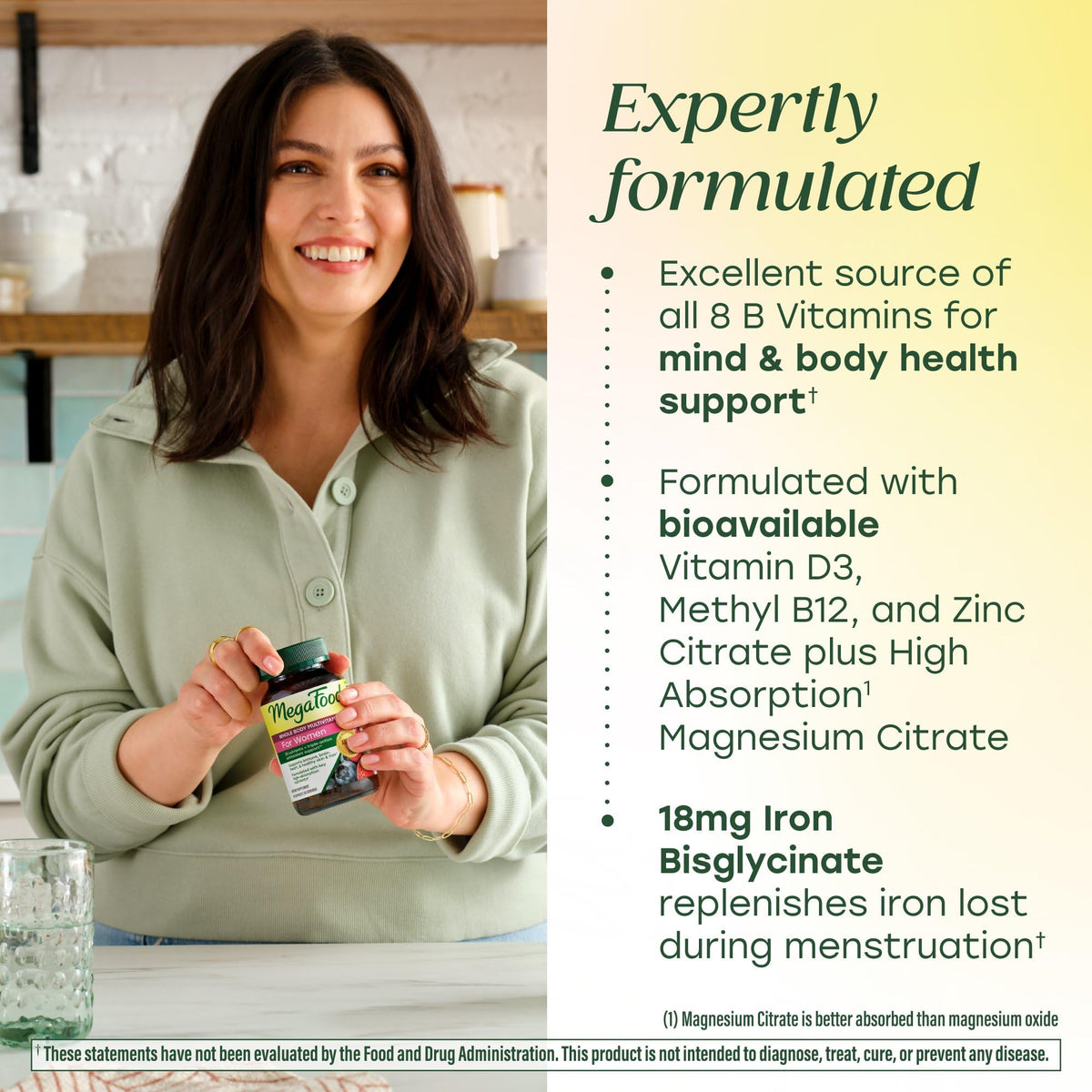 MegaFood Whole Body Multivitamin for Women with 25 Nutrients, 60 Capsules