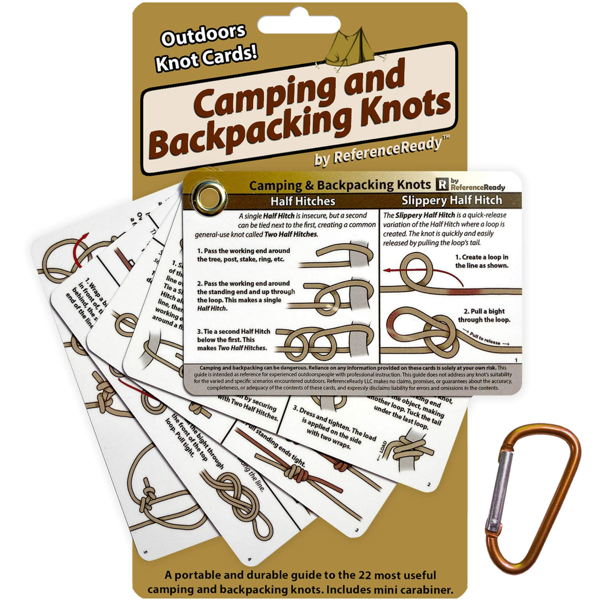 ReferenceReady Outdoor Knot Cards: 22 Knots – Camping, Backpacking, Scouts